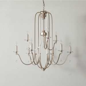 Candelabro de arte del hierro de lujo americano, <span class=keywords><strong>cristal</strong></span> grande para el hogar, B & B, <span class=keywords><strong>restaurante</strong></span> creativo para piso dúplex, <span class=keywords><strong>casa</strong></span> francesa, sala de estar - Product Image 2