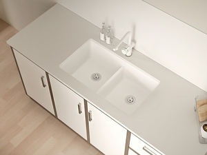 وعاء مزدوج من الكوارتز الأبيض ، أفضل أحواض مطبخ تحت جبل وعاء من حجر الكوارتز مستطيل - Product Image 4