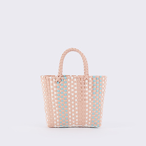 Summer Macaron Color Contrast Handmade PVC Woven Two Handles Open Closure Fashion Beach Travel Hand <b>Square</b> Bag for Kids Tanjing - Product Image 6