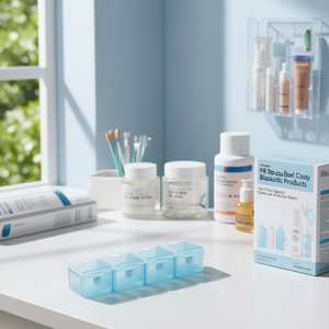 Boîte de rangement de pilules premium en 4 compartiments, grande capacité, organiseur de médicaments pour les soins quotidiens de la peau, tous types de peau, formule K Beauty - Product Image 3
