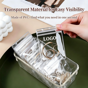 Kantong Perhiasan PVC Transparan Custom dengan Resleting, Kantong Penyimpanan Personal untuk Anting, Kalung, Gelang - Product Image 1