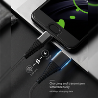 Câble de données USB C vers USB A 2.0 tressé en nylon, 1M 2M, charge rapide 3A, synchronisation 480 Mbps, coque en aluminium pour téléphone Android et tablette