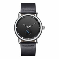 Desain Sederhana Jam Tangan Kuarsa Pria Baja Tahan Karat Klasik dengan Tali Kulit Retro Harga Bagus Logo Yang Disesuaikan