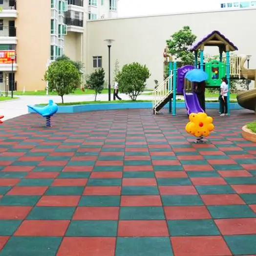Tapete de borracha para jardim de infância, piso de borracha antiderrapante para playground ao ar livre, piso quadrado de azulejos espessados