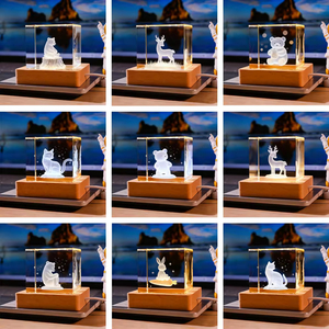 Hbl USB powered Quảng trường đêm đèn tùy chỉnh laser tinh thể thủy tinh <span class=keywords><strong>Cube</strong></span> với đèn gỗ cơ sở trang trí nội thất khuyến mãi quà Tặng lưu niệm - Product Image 6