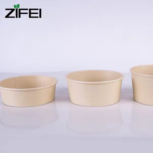 ZIFEI In Stock New Design Salad Takeaway Kraft Bamboo Paper Bowl with Lid D185 1500ml