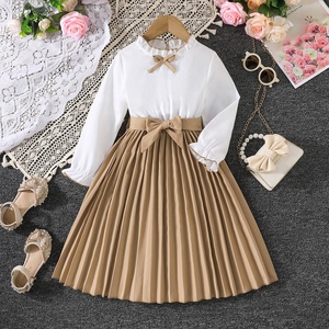 Factory Wholesale Children's Elegant Party Dress Fashion <b>Patchwork</b> Pleated <b>Skirt</b> Shirt for Girls 3-8 Years Old for Autumn - Product Image 1