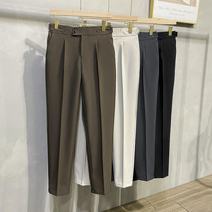 Vente chaude hommes printemps et automne britannique sans repassage Tube droit lâche affaissement pantalons décontractés de haute qualité costume d'affaires pantalon - Product Image 5