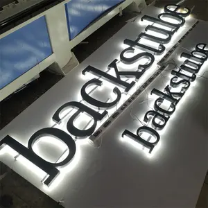 Outdoor Storefront Led Backlit Stainless Steel Illuminated Letter Signage 3D Electrical Shop Name Logo Lighted Sign