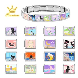 Pulsera Modular Italiana de Acero Inoxidable con Motivos de Mascotas de Dibujos Animados - Módulos Enlazables Personalizables, Creativos y Multifuncionales - Product Image 5