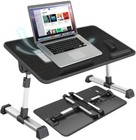 Table pour ordinateur portable en MDF moderne, réglable en hauteur, pliable, bureau de lit portable, support pour ordinateur portable avec ventilateur de refroidissement intelligent