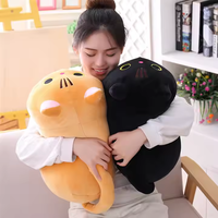 Vente chaude dessin animé chat en peluche poupée mignon oeil rond chat en peluche oreiller jouet