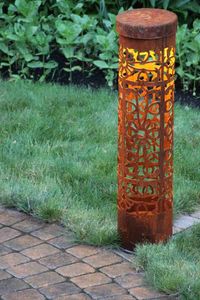 Lámpara solar LED tradicional para exteriores, lámpara de pared Corten, luces dobles tipo bolardo - Product Image 5