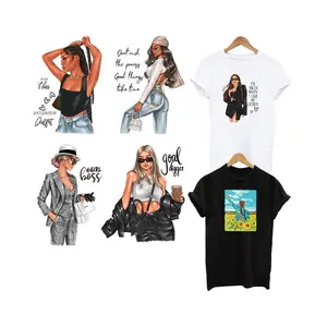 Fashion Girl Wholesale Heat Plastisol Transfer Iron On Stickers Transfer Printing For T-Shirt