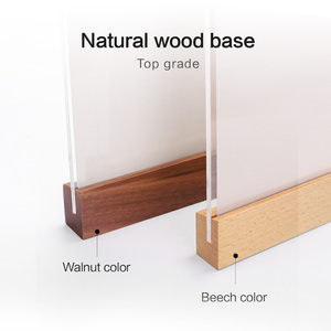 A4 Acrylic giấy chứng nhận khung ảnh Máy tính để bàn hiển thị đường chéo được hỗ trợ bằng gỗ cơ sở logo hình ảnh - Product Image 3