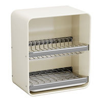 Égouttoir à vaisselle double couche en acier au carbone OEM avec porte et plateau de drainage, organisateur de comptoir de cuisine, vente en gros