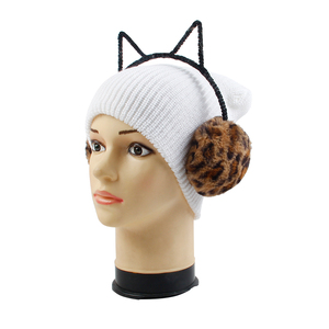 素敵なヒョウ柄の暖かいイヤーマフ、フェイクファーの暖かいイヤーマフ、カスタムロゴ入り冬用イヤーマフ - Product Image 2