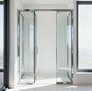 ฉากกั้นอาบน้ำแบบกระจกไร้กรอบ สแตนเลสสีทอง ดีไซน์ร่วมสมัย พร้อมราคาที่แข่งขันได้ - Product Image 3