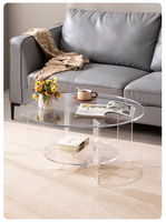 Table basse moderne italienne en acrylique transparent, style luxe minimaliste, couleur crème, pour salon, petit appartement, avec rangement