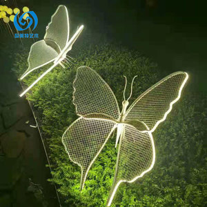 Sculpture de papillon lumineuse en acier inoxydable pour décoration de jardin extérieur, ornement d'art pour pelouse - Product Image 3