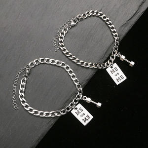 Pulsera de Cadena para Hombre, Plata Tibetana, Etiqueta 'Me Vs Me', Estilo Hip Hop, Joyería de Regalo - Product Image 1