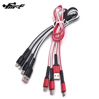Kabel Usb beberapa ponsel dikepang kabel pengisi daya kabel nilon standar warna campuran seng logam campuran Shenzhen PVC pengisian cepat 3in 1