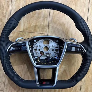Volant en cuir pour <span class=keywords><strong>Audi</strong></span> Q3 Q5 Q7 A6 A7 C8 <span class=keywords><strong>A1</strong></span> A3 A5 A7 amélioré S6 S7 RS 6 RS 7 Sport volant chauffant à fond plat - Product Image 5