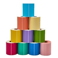 Rouleau d'étiquettes en vinyle rose personnalisées, imperméables, durables, adhésives permanentes, autocollants codes-barres, étiquettes nominatives et de prix pré-imprimées, arc-en-ciel