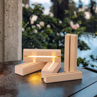 Base de lumière LED en bois de hêtre à fente rectangulaire moderne directe d'usine Mini base de veilleuse enfichable pour feuille acrylique à usage domestique