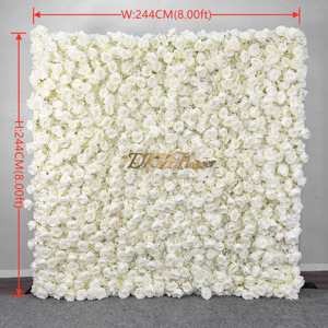Recentemente progettato decorazioni di fiori artificiali di alta qualità moderno <span class=keywords><strong>tutto</strong></span> <span class=keywords><strong>bianco</strong></span> muro di fiori 8ft X 8ft per decorazioni di nozze - Product Image 2