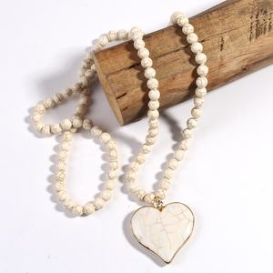 Moda Boho verano Mujer joyería 8mm turquesa piedra Natural collar Vintage turquesa piedra corazón colgante collares - Product Image 1