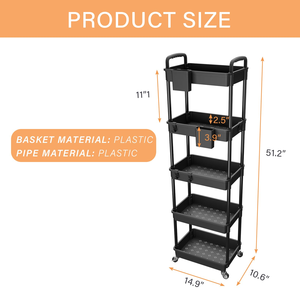 <b>Slim</b> Rolling <b>Storage</b> Cart with Wheels ExpandableNarrow Space Organizer Adjustable Utility Rack for Kitchen Bathroom Laundry Room - Product Image 2