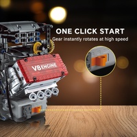 Bloques de Construcción Mecánicos de Motor V8, Modelo de Motor de Coche Multicilíndrico, Juguete de Ensamblaje Listo para Usar, de Plástico, Unisex