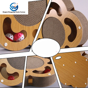 Papan gores kucing gaya Modern, mainan Lacak kertas bergelombang Panel serbuk kayu putar untuk kucing dikemas karton - Product Image 6