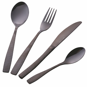 Set di posate martellate HARLEM 24 pezzi nero lucido - Product Image 2