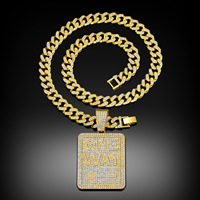 Collier pendentif alphabet plaqué or 14 carats pour homme, serti de diamants, avec lettre personnalisée, style dog tag et breloques chaîne cubaine