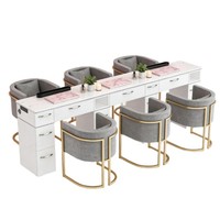 Table de manucure moderne en bois pour salon de beauté avec collecteur de poussière, prise et plus de rangement