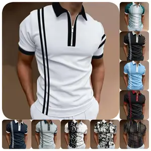 2024 3D in đồ họa men's Zip Polo ve áo đơn giản polo Áo sơ mi người đàn ông Golf Áo sơ mi tay áo ngắn hàng đầu người đàn ông quần áo