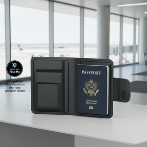 Porta Passaporto Intelligente in Pelle Riciclabile con Tracker, Porta Libretto con Chiusura Magnetica, Doppio Localizzatore Compatibile con Google e <span class=keywords><strong>Apple</strong></span> Find My App - Product Image 2