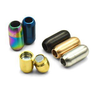 Hobbyworker Edelstahl Magnetverschluss Zylinder Kordel-Endverbinder Verschlüsse für Lederband Armband DIY Schmuckzubehör - Product Image 3