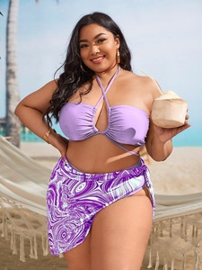 TW9203589 2022 New Halter <strong>Bikini</strong> <strong>Set</strong> Sexy Large <strong>Plus</strong> <strong>Size</strong> 4XL Split Swimsuit Three Piece Swimwear for Fat Women - Product Image 3