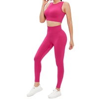 Ensemble sans couture pour femmes, débardeur à manches courtes à séchage rapide, pantalon de yoga Peach Butt, ensemble deux pièces pour le sport et la remise en forme