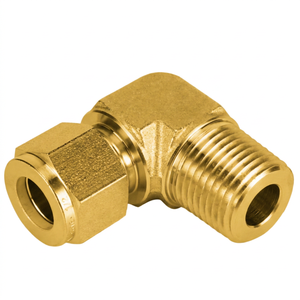 ข้อต่อท่อทองเหลืองแบบขึ้นรูป AOL 2-4-4 ขนาด 1/4"OD X 1/4"Male NPT สำหรับงานอุตสาหกรรมแรงดันสูง ข้อต่อแบบข้อศอก 90 องศา - Product Image 1