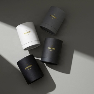 Small Round Box Black White Rigid Small Paper Cardboard Round Box Empty Candle Jars Candle Paper Tubeckaging With Custom Metal Lip
