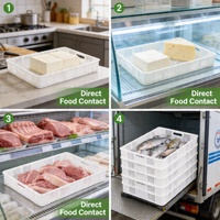 Caisses en plastique recyclables en maille robuste de qualité alimentaire PP GAHH, couleurs personnalisables, empilables, étanches, boîtes de rangement