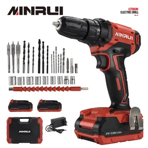 MINRUI Cordless Electric Drill 21V Electric Screwdriver Battery Powered 10mm Max Drilling DIY Industrial Use OEM