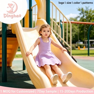 Traje de Yoga para Niñas DH ODM Color Lila, Vestido con Falda Fluida de Punto Opaco Entrelazado, Ropa de Gimnasia y Danza para Niñas - Product Image 1