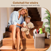 Escalier Lin Marchepied Panier de rangement avec poignées en corde Pliable Durable Escalier Organisateur de rangement pour la maison Escaliers en bois