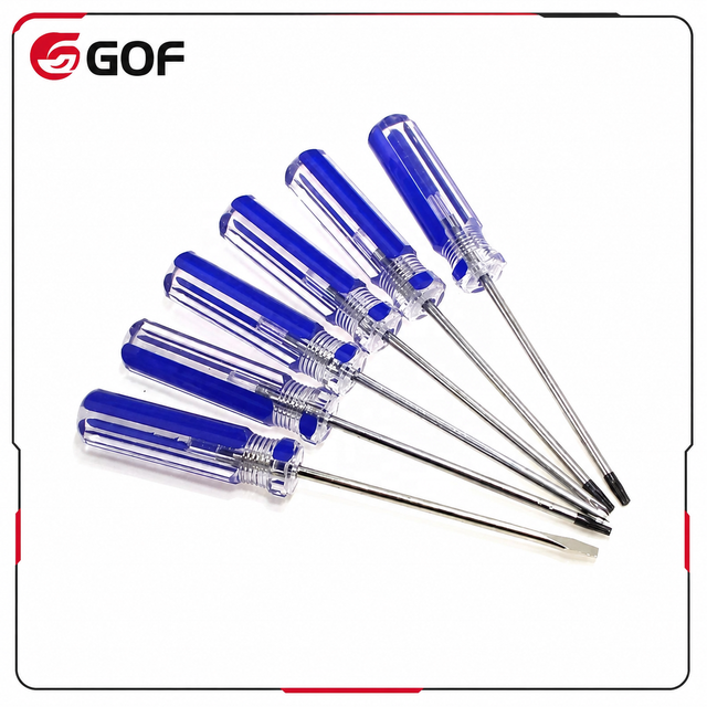 OEM Professional Customized Security Chrome Torx T8 T9 T10 Phillips Screwdriver DIY Grade Slotted with Plastic Handle 130mm GOF