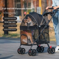 Poussette pliable multifonctionnelle à 4 roues pour chiens de taille moyenne/grande, idéale pour les voyages en plein air